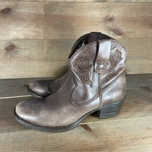 born riven womens size 6.5 shoes brown leather heel comfort western cowboy boots